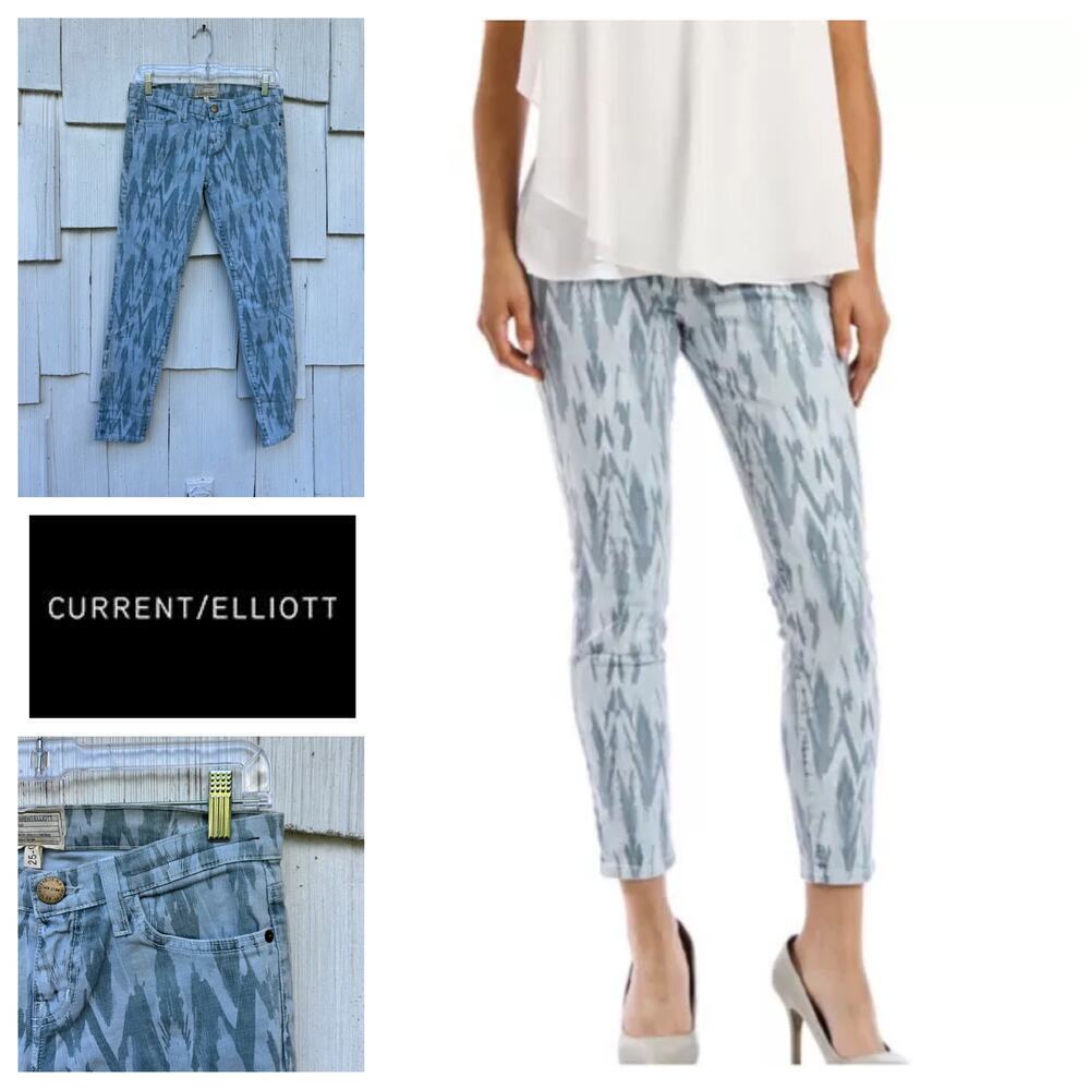 NWT Current/Elliott The Stiletto Skinny Jeans‎ Sky Blue Cotton Blend Sz 25